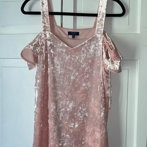 Crush Velvet Shoulder Cut out Shirt